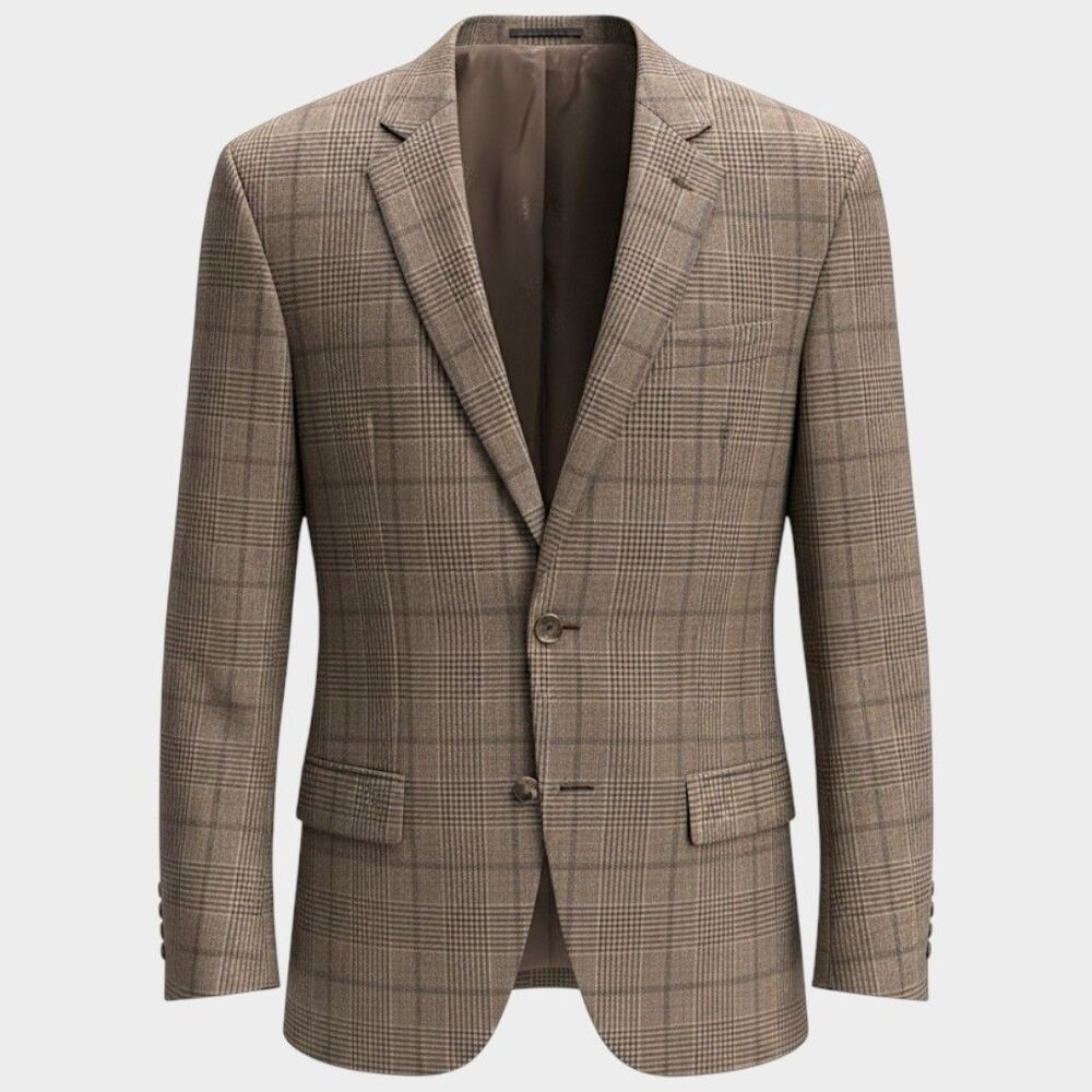 RALPH LAUREN Men's Blazer Sport Coat 2-Button Jacket 46R Brown/Tan Plaid Wool
